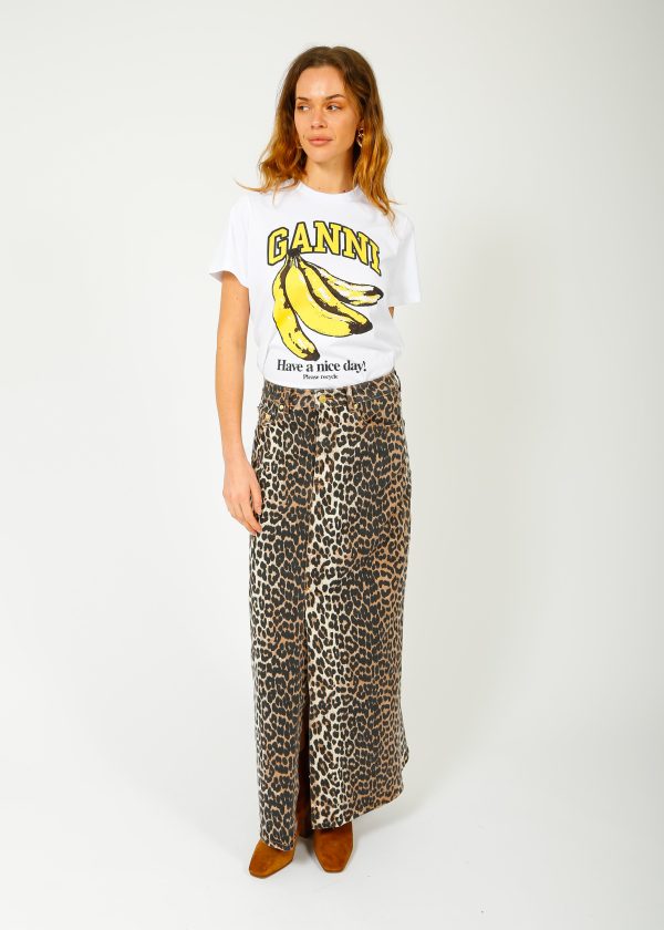 GANNI J1445 Printed Denim Maxi Skirt in Leo on Sale