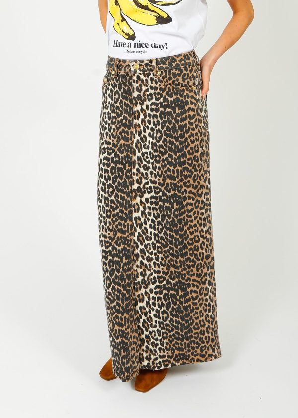 GANNI J1445 Printed Denim Maxi Skirt in Leo on Sale