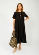 GANNI F9199 Cotton Poplin Long Tie String Dress in Black on Sale