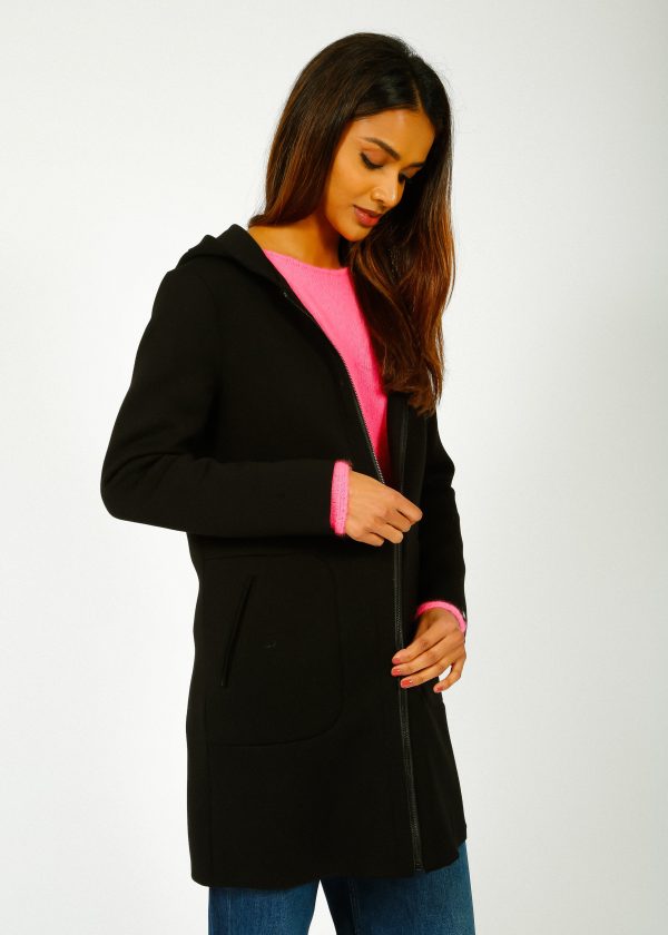 R&P Kodal Hooded Coat in Black For Sale