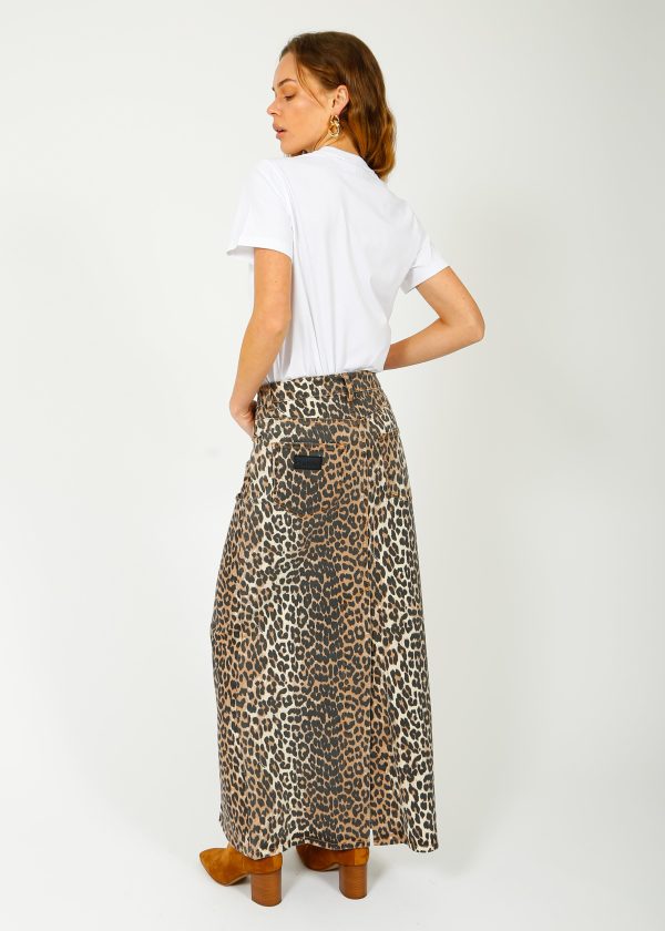 GANNI J1445 Printed Denim Maxi Skirt in Leo on Sale