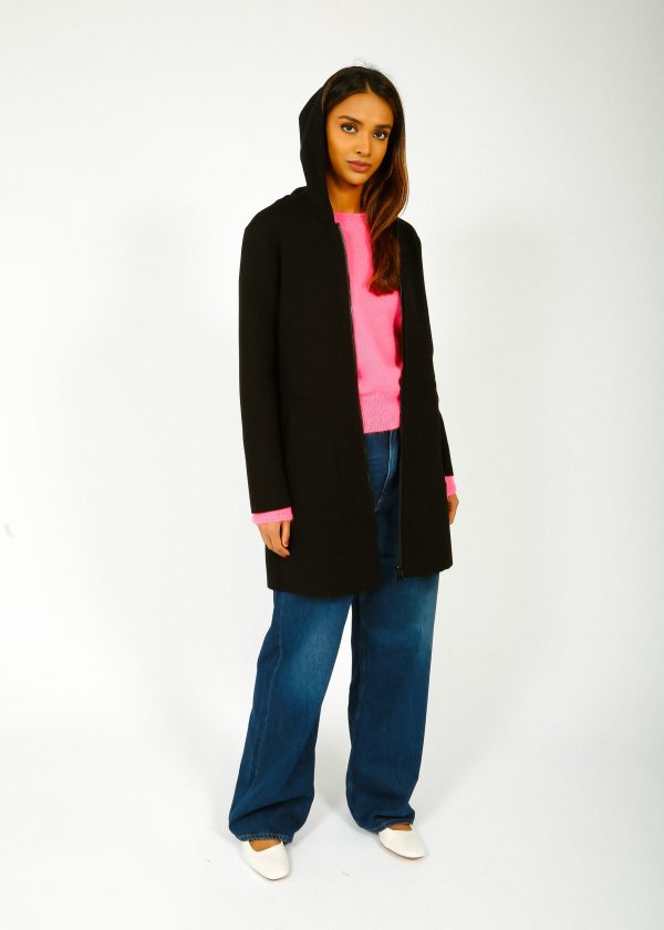 R&P Kodal Hooded Coat in Black For Sale