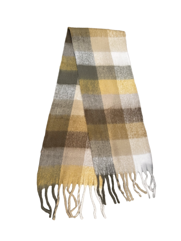 Check Scarf - Brown Gold Fashion