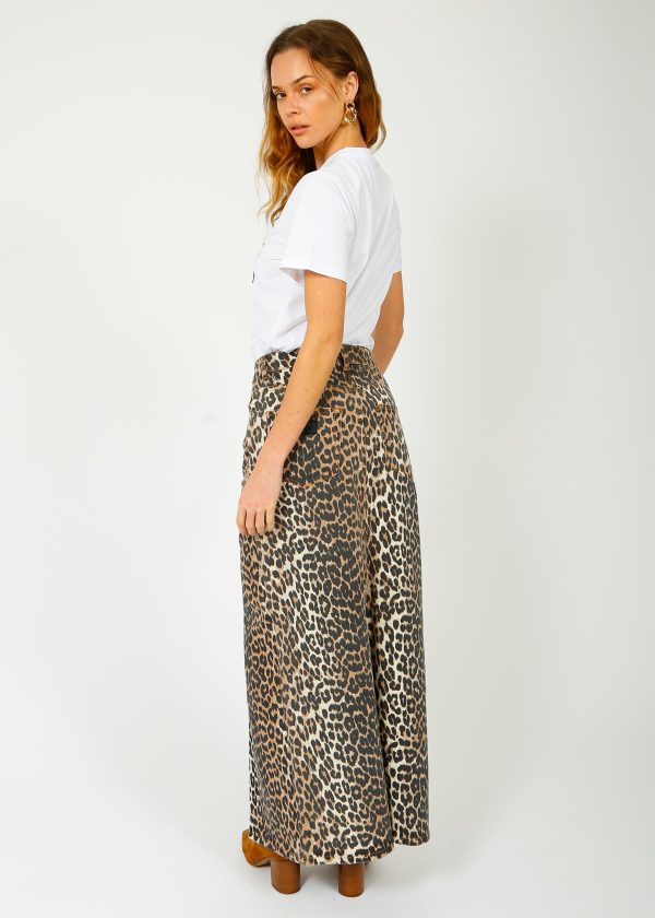 GANNI J1445 Printed Denim Maxi Skirt in Leo on Sale