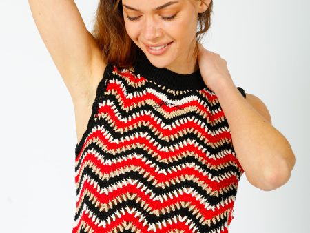 GANNI K2160 Crochet Vest in Racing Red For Cheap