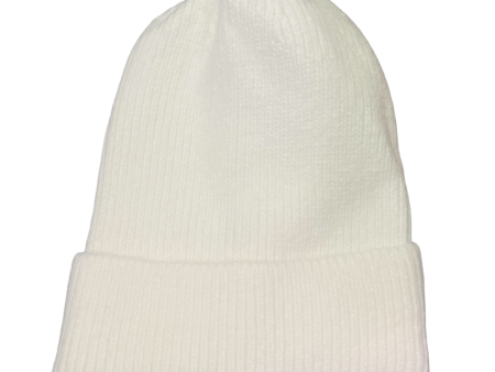 Ribbed Foldover Beanie - White For Cheap