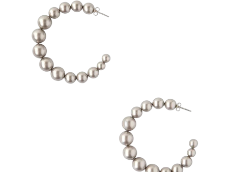 Multi Pearl Hoop Earrings - Platinum For Cheap