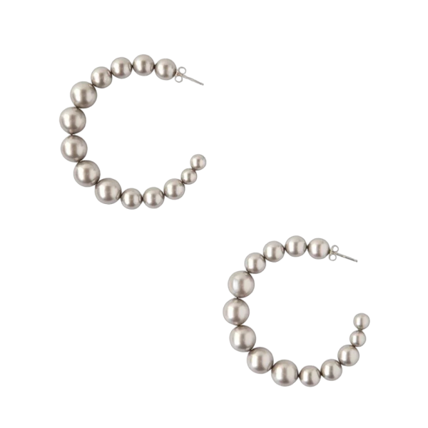 Multi Pearl Hoop Earrings - Platinum For Cheap