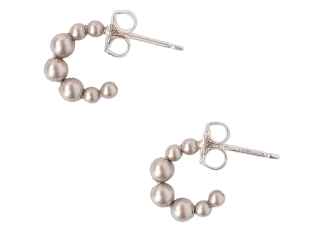 Mini Multi Pearl Hoop Earrings - Platinum Online now