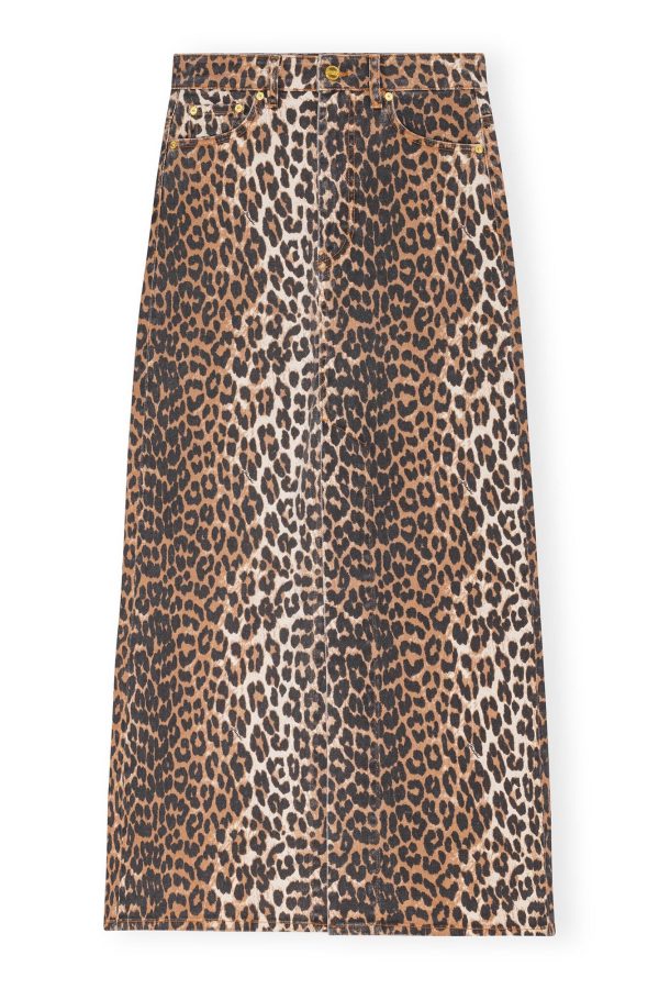 GANNI J1445 Printed Denim Maxi Skirt in Leo on Sale