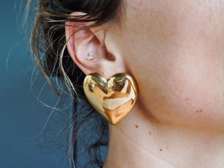 Puffy Heart Earrings - Gold Discount