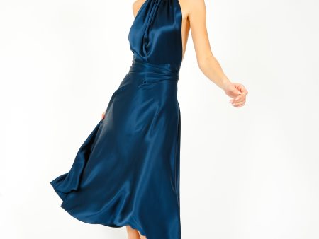 HARMUR Midi Wrap Dress in Stormy Navy Online Hot Sale