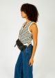 SUNCOO Gabino Stripe Knit Vest in Off White For Discount