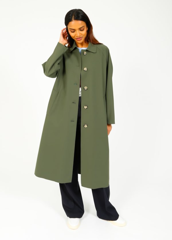 HW Oversized Raglan Scuba Coat in Moss Online Hot Sale