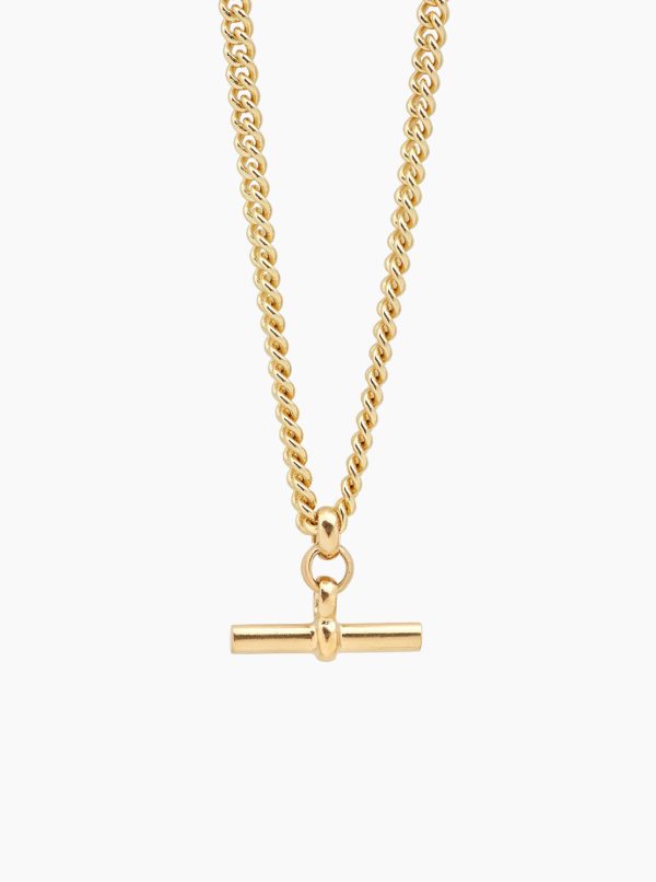 TS Gold T-Bar Curb Link Necklace 40cm Online Hot Sale