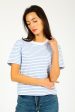 SLF Essential SS Boxy Striped Tee in Cornflower, White Hot on Sale