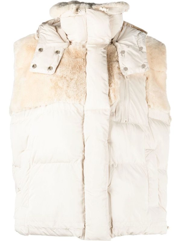 UC 18525 Fur Gilet in Ecru on Sale