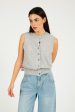 C-RUSH Stevie Button Up Tank in Fluffy Grey Online