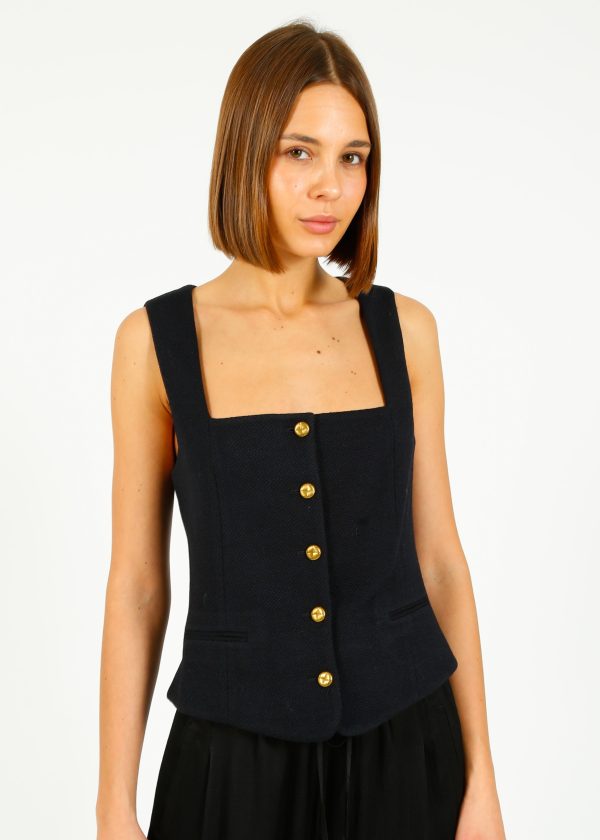 R&B Mariana Textured Vest in Navy Hot on Sale