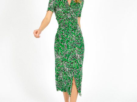 DVF Zoey Dress in Water Tiger Green Hot on Sale