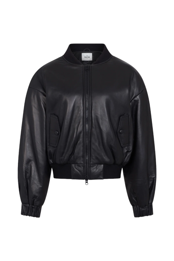 Gigi Leather Bomber - Black Discount