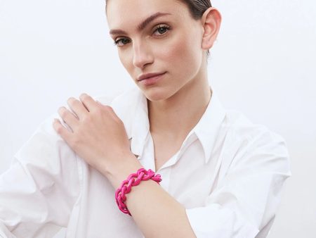 VBARONI Flat Chain Bracelet in Pink Hot on Sale