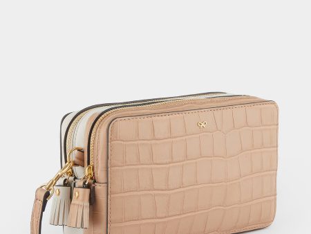 AH Quilted Double Zip Crossbody in Chalk, Sable Online now