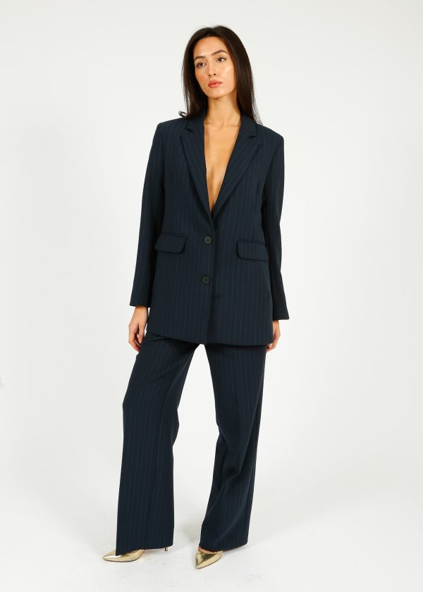 SLF Rita Relaxed Blazer in Dark Sapphire Pin Stripe Supply