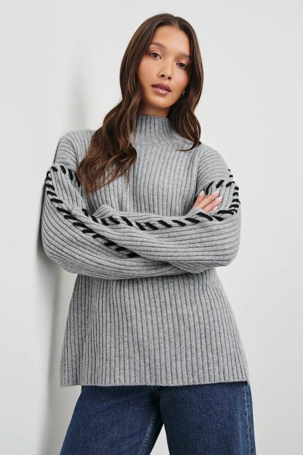 RAILS  Liam Roll Neck Knit in Heather Grey Hot on Sale