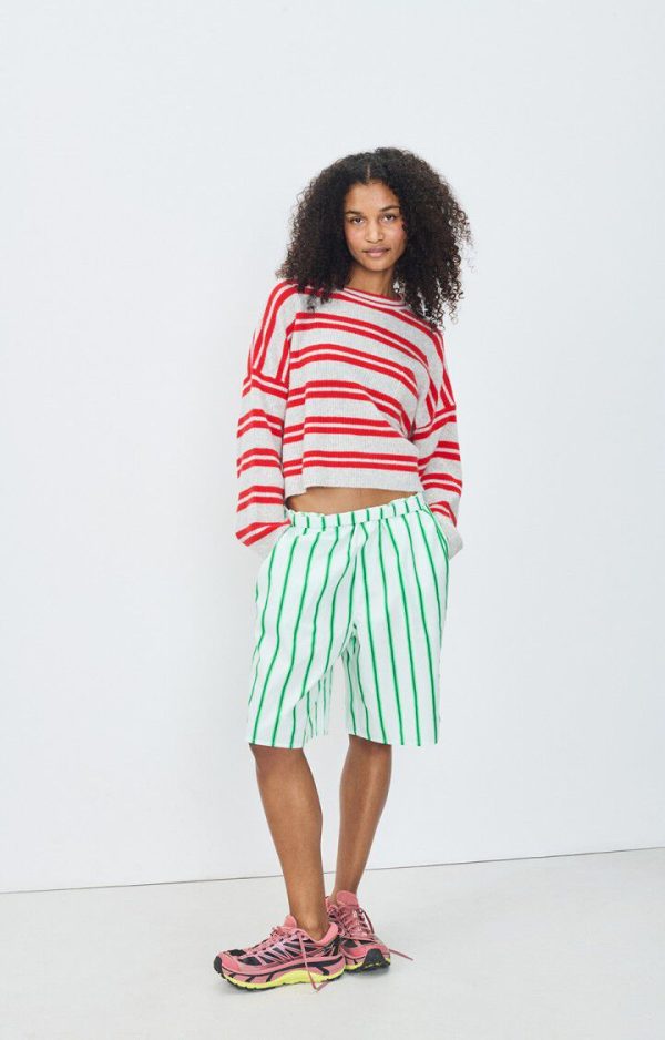 AV Raxow Stripe Knit in Grey, Strawberry Online Sale