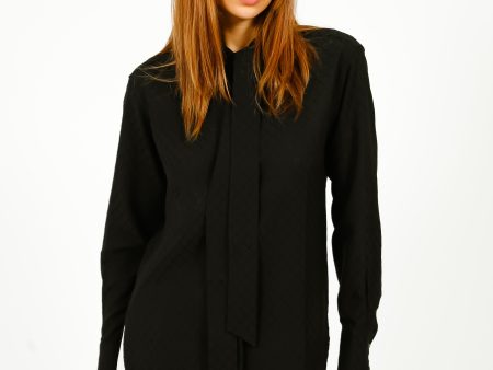 GG Tie Detail Blouse in Black Hot on Sale