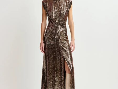 EA Gonnak Fitted Jersey Dress in Gold Supply