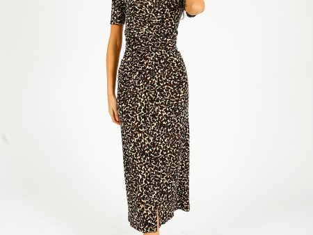 DVF Zoey Dress in Camo Leopard on Sale