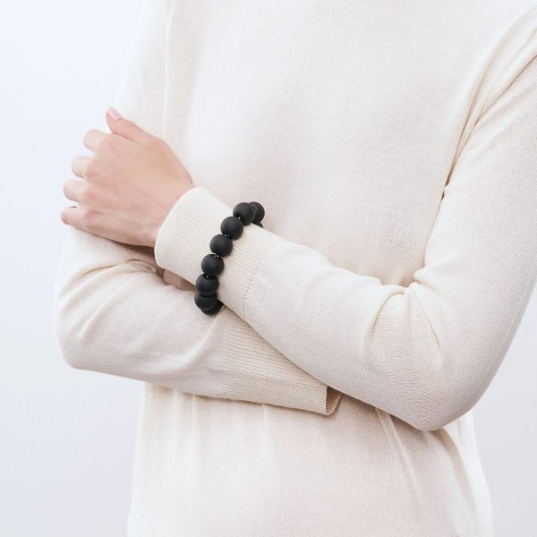 VBARONI Beads Bracelet in Matt Black Online now