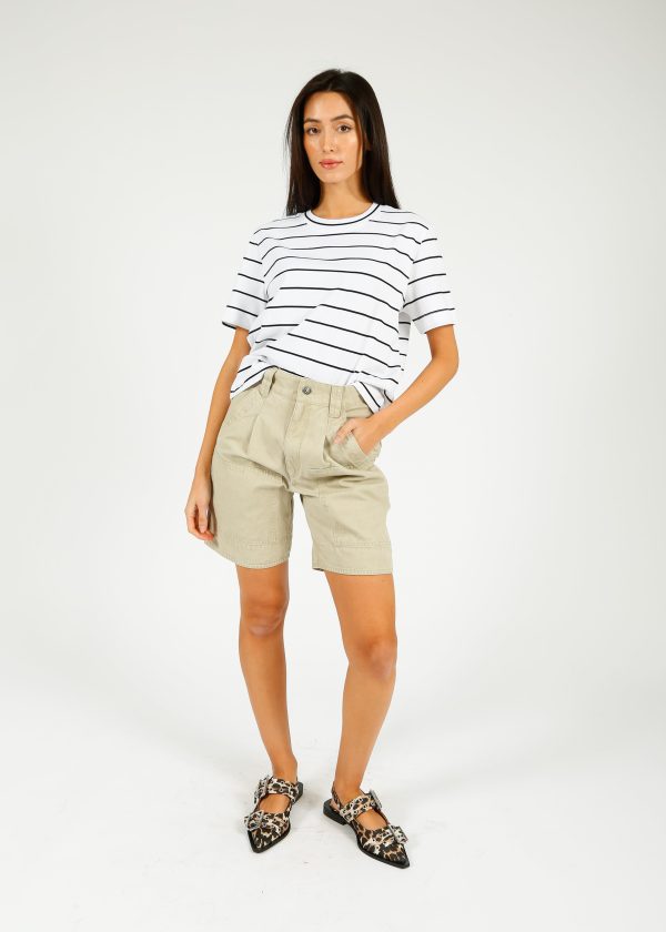 SLF Essential SS Boxy Striped Tee in Black, White Sale