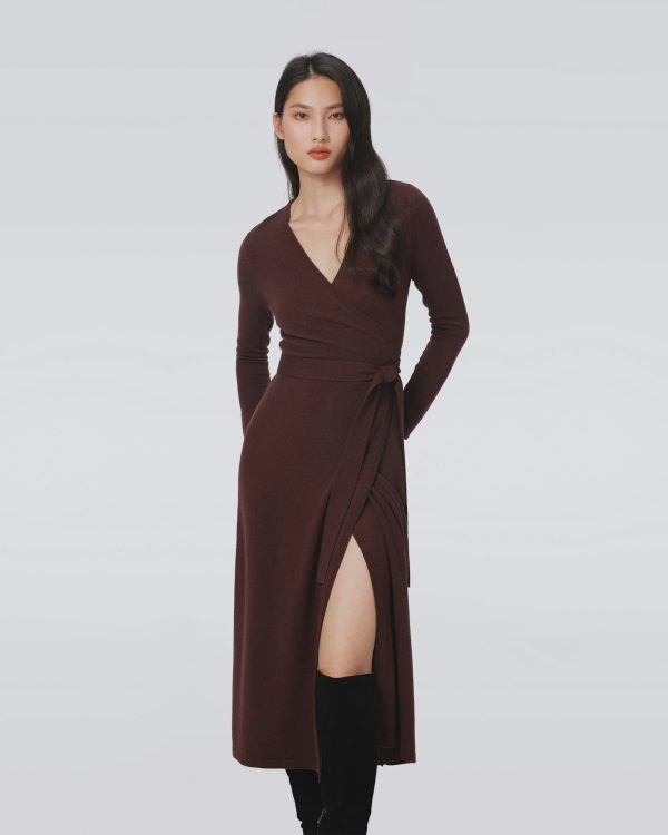 DVF Astrid Dress in Chestnut Brown Online Hot Sale