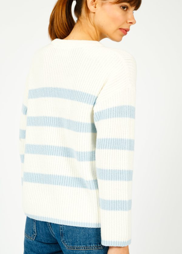 SLF Bloomie LS Stripe Knit in Snow White Online now