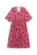 GANNI F6024 Cotton Poplin Wrap Dress in Shocking Pink on Sale