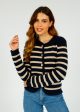 R&B Nancy Stripe Cardigan in Navy For Sale