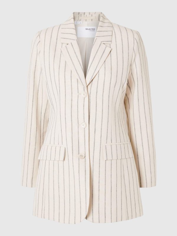 SLF Hilda Fitted Blazer in Pinstripe Sandshell For Discount