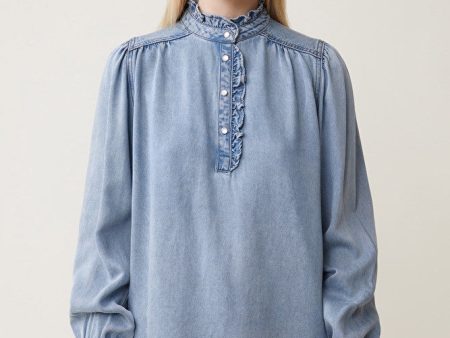 SUNCOO Laure Blouse in Blue Jean Online Sale