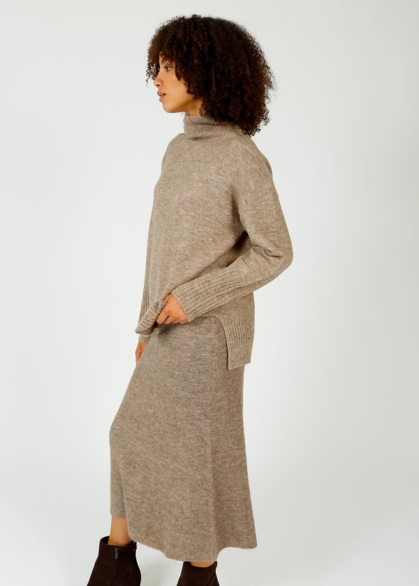 SUNCOO Falba Knit Skirt in Taupe For Sale