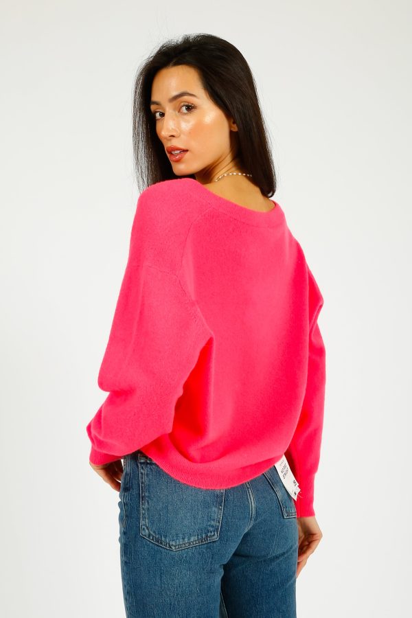 AV  Raxow V Neck Knit in Hortensia Fluro For Cheap