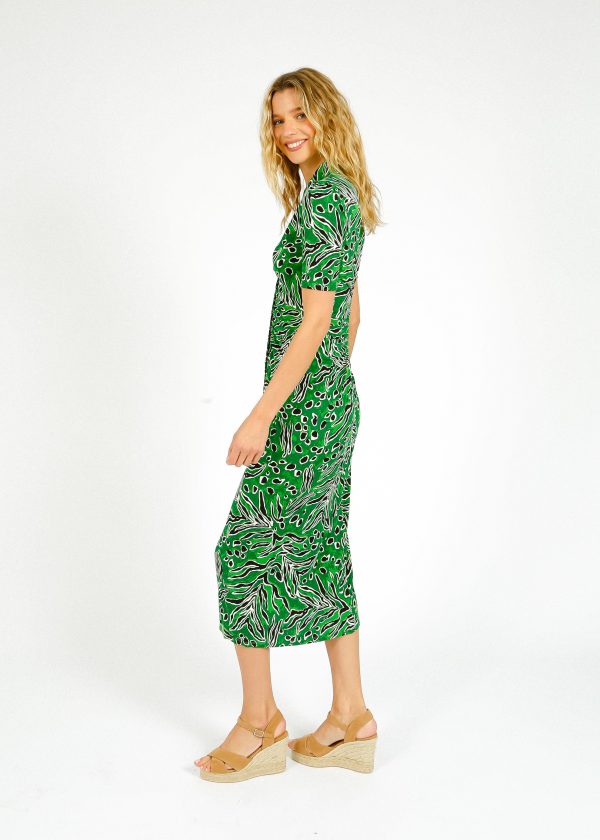 DVF Zoey Dress in Water Tiger Green Hot on Sale