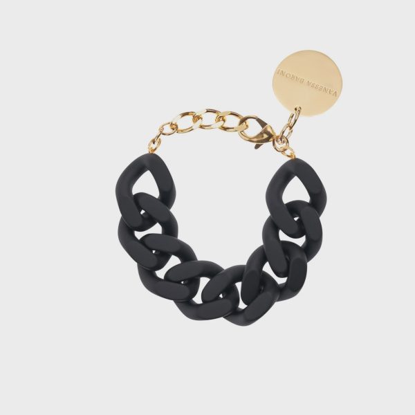 VBARONI Flat Chain Bracelet in Matt Black Online Sale