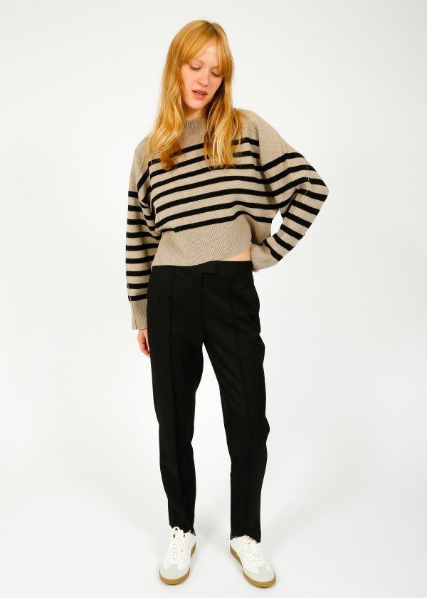 R&B Bridget Stripe Crew in Oatmeal Chine Cheap