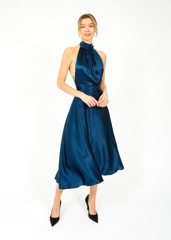 HARMUR Midi Wrap Dress in Stormy Navy Online Hot Sale