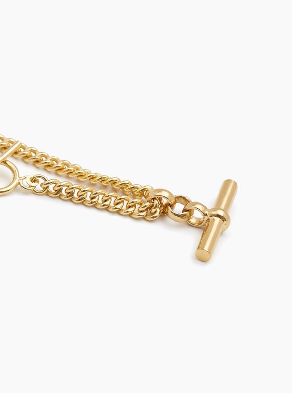 TS Gold T-Bar Curb Link Necklace 40cm Online Hot Sale