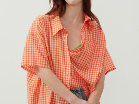 AV PYKABOO Check shirt in Neon Orange Online Hot Sale