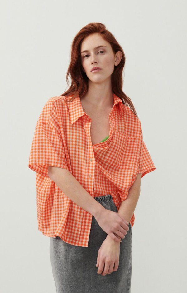 AV PYKABOO Check shirt in Neon Orange Online Hot Sale